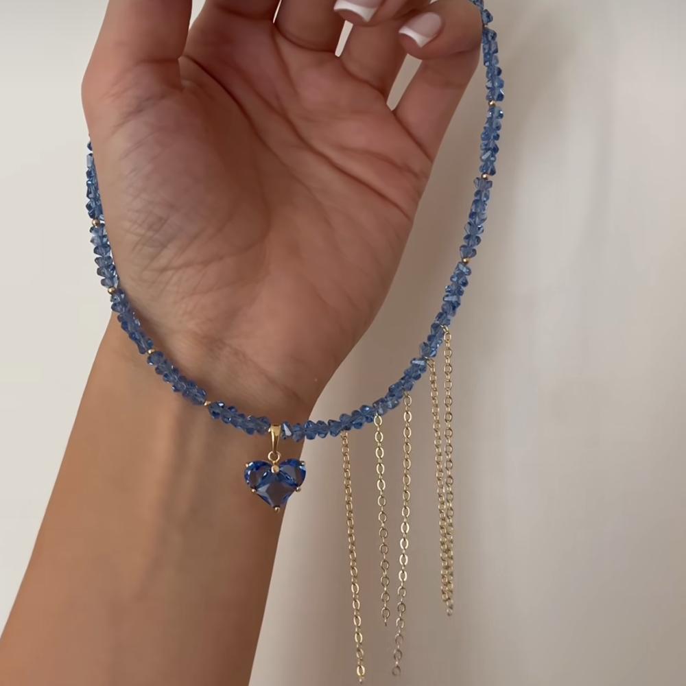 Boho Geometrické Priehľadné Krištáľové Šperky Módne Vintage Sexy Zirkónové Srdiečkový Prívesok Sponkový Náhrdelník Pre Ženy Neelry