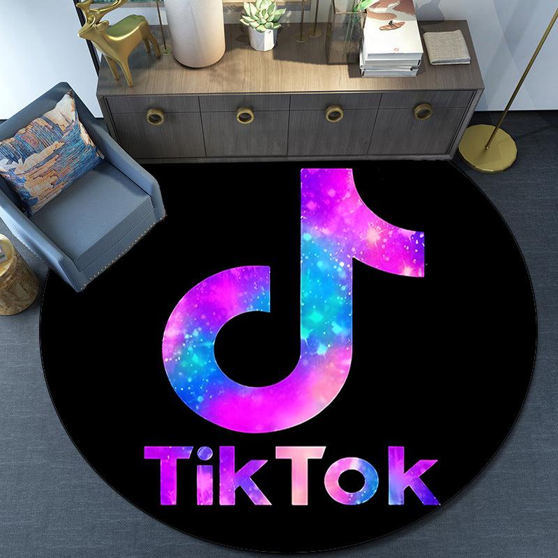 Tiktok Logo Design Round Rug for Livingroom,Bedroom, Palyroom, Chair Rug, Area Rug, Circle Carpet, Large Size Fan Christmas Gift