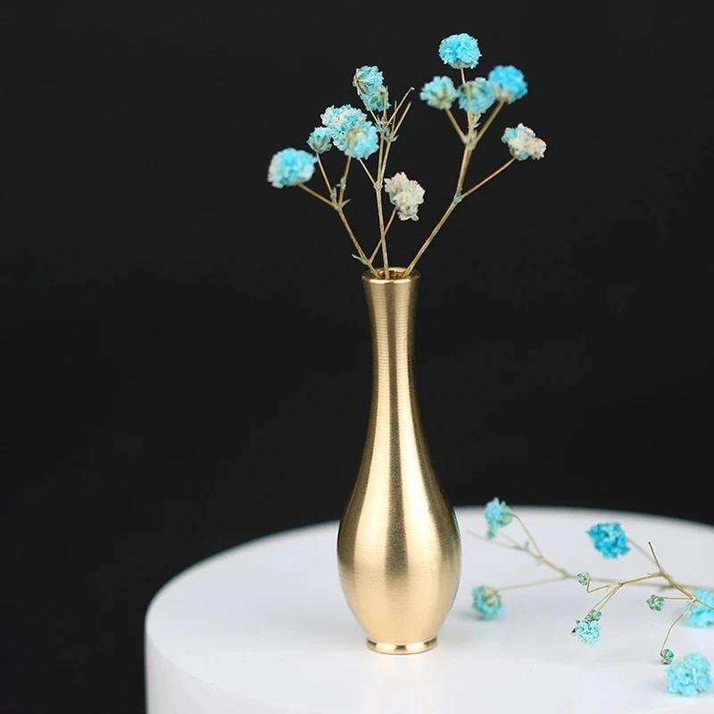 1pc Mini Pure Copper Vase Gold Home Decor Living Room Decoration Antique Vase Tall Vase Unique Flower Vase Nordic Vase