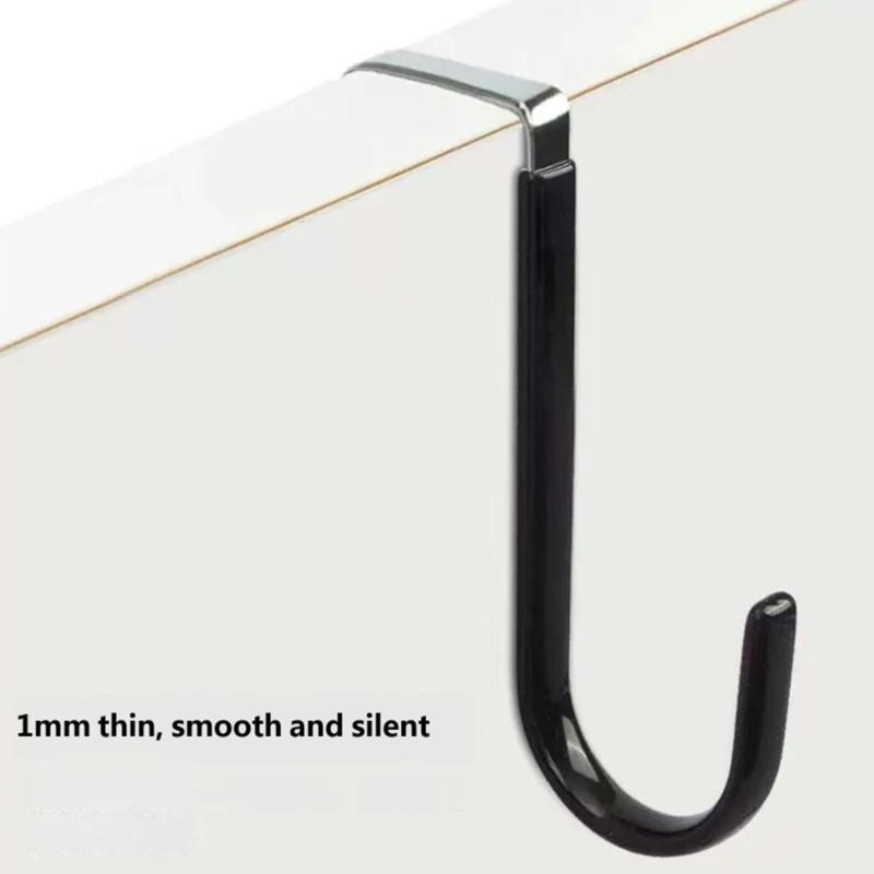 Door-Back Hanger Set of 6, Coated Metal Over Door Storage Pieces for Towels Bags Hats in Bedroom Bath and Dorm Room