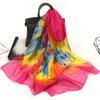 Chiffon Lotus Print Long Scarf - Lightweight, Thin Spring/Autumn Silk Accessory for Middle-Aged & Elderly