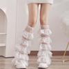 Women Layered Mesh Ruffle Leg Warmers Kawaii Thigh High Socks Aesthetic Y2K Chic Stockings Leg Cuffs Cover Streetwear