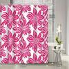 1pc Retro Abstract Geometric Floral Shower Curtain - Vibrant Pink & White Design, Washable Polyester, Includes Hooks, All-Season