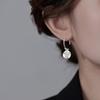 Beaded Frosted Disc Earrings Vintage French Special-Shaped Earrings Exaggerated Geometric Wrinkles Matte Round C-Shaped Ear Hooks