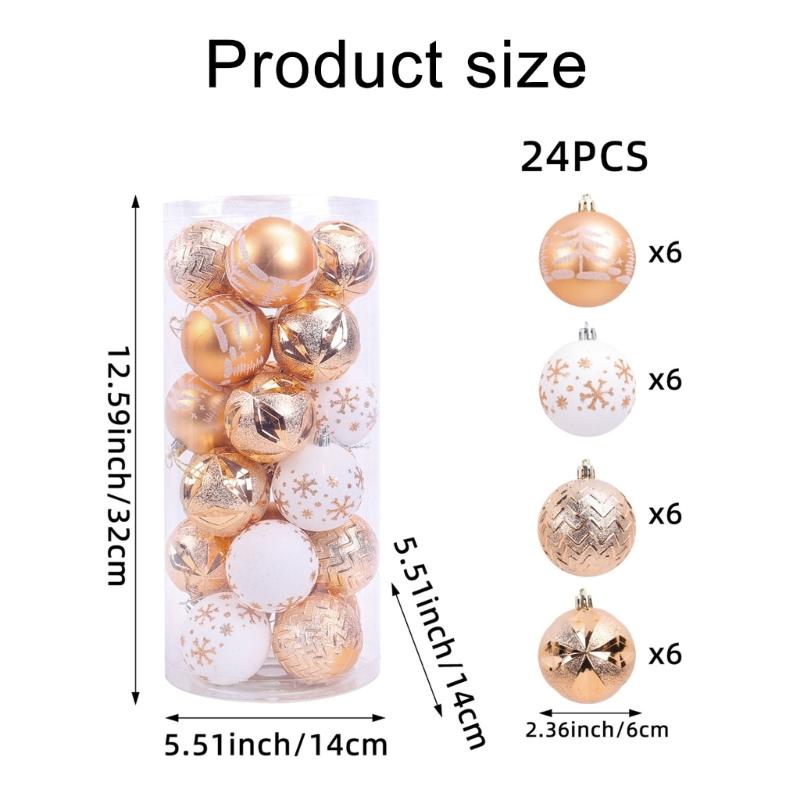 24Pcs Elegant Christmas Decorative Sphere Stylish Hand Painted Christmas Ornament For Christmas Party