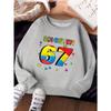 Unisex Kinder Rotes Rundhals-Sweatshirt Für 4-12 Jungen Mädchen Bunt SIX SEVEN Nummer 67 Herz Punkt Muster Weiches Fleece Langarm Pullover