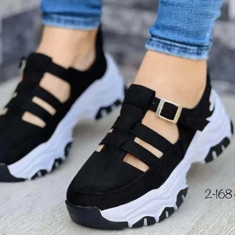 Damsneaker Höst Casual Andningsbar Mocka Läder Plattform Sportskor Mode Löpning Promenad Snörning Damskor Sneakers