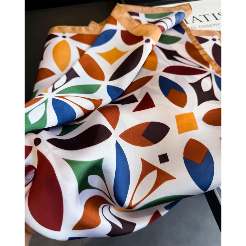 Women S Geometric Printed Silk Like Square Scarf For Summer