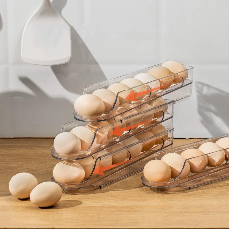 1/2/3-Layer Egg Storage Box Automatic Rolling Eggs Holder Rack Ladder Refrigerator Eggs Dispenser Egg Organizer Holder Kitchen