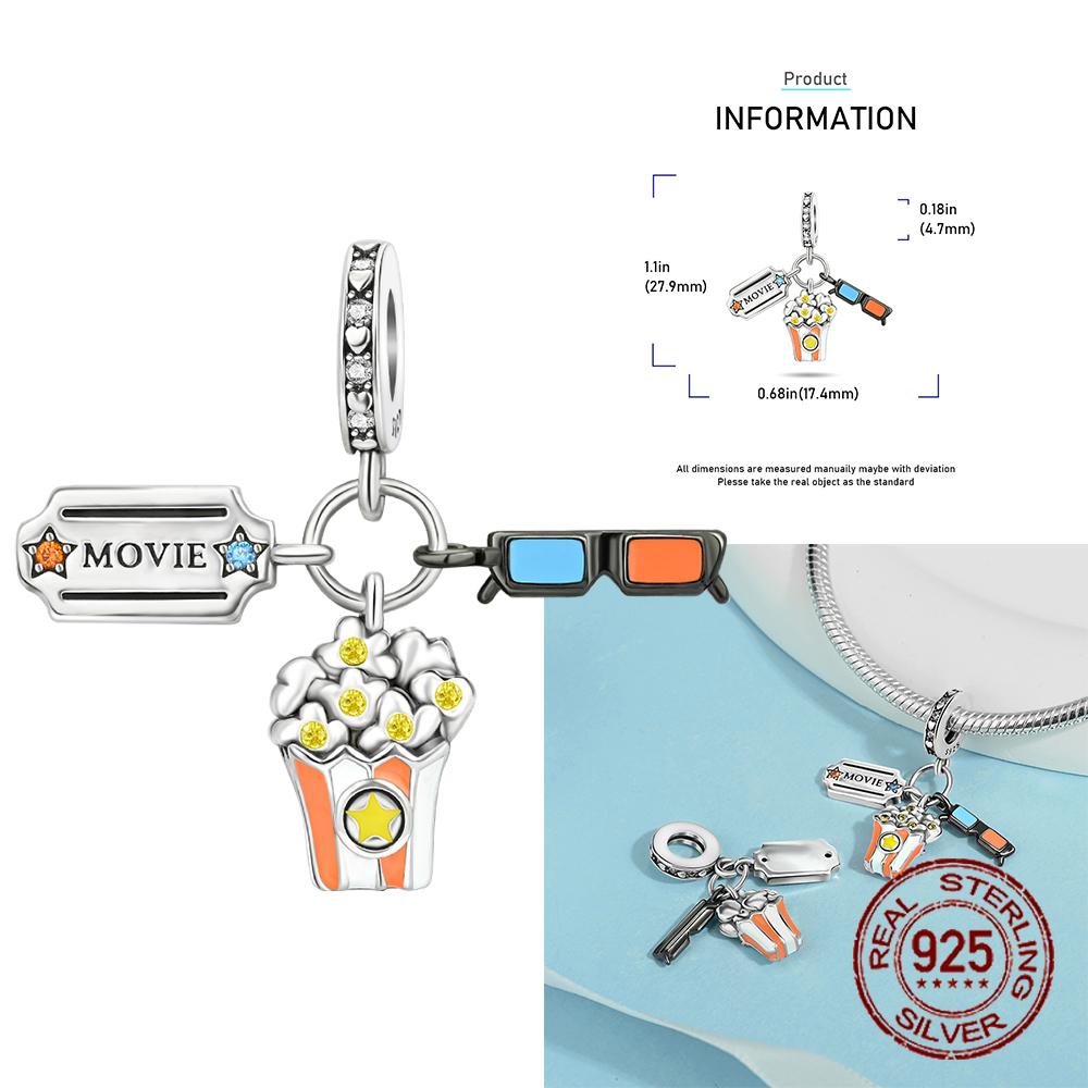 Cute and Interesting Copper Metal Delicious Food Dessert Burger Pizza Charm Bead Component Pendant Bead Component Compatible With Bracelet High