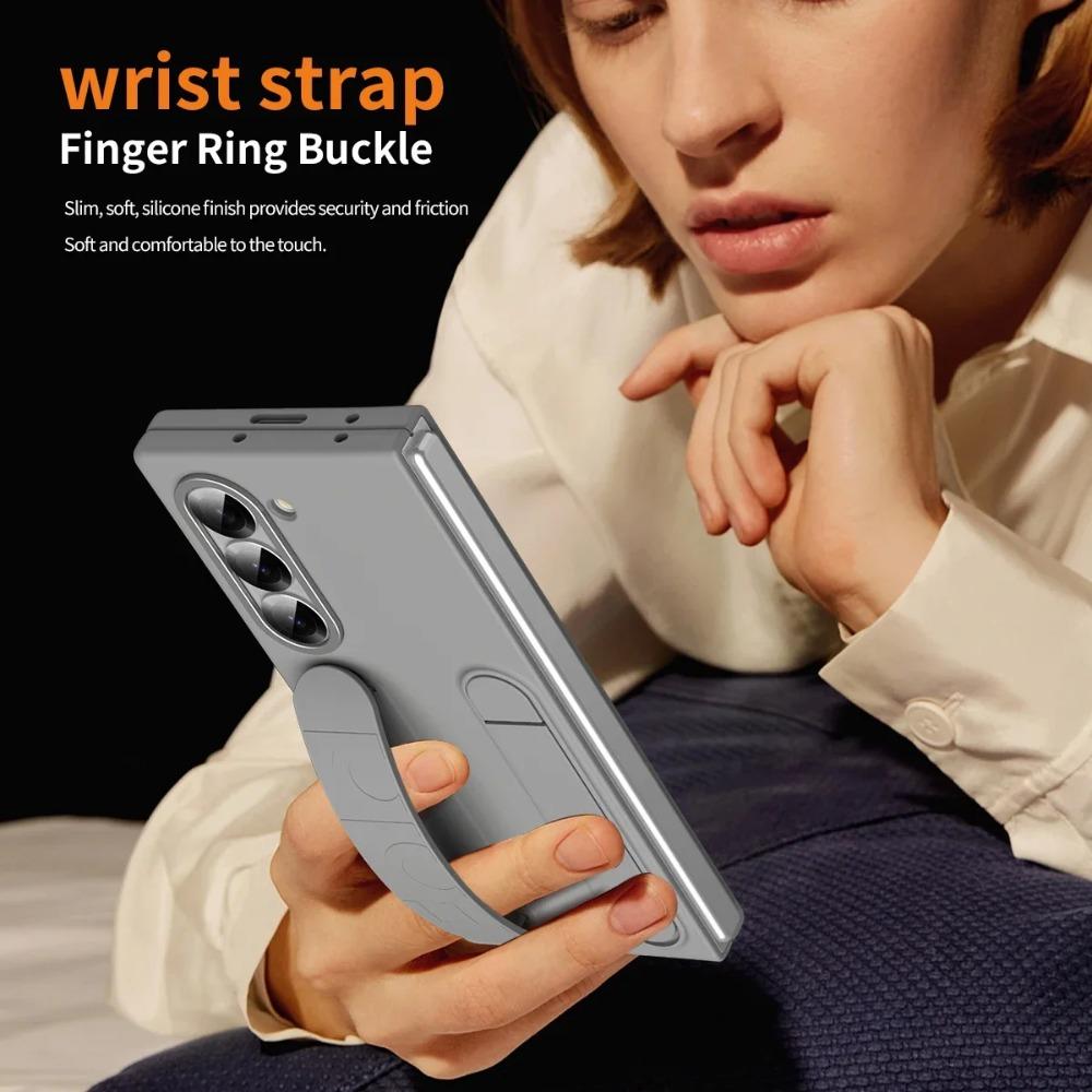 Original Anti-Scratch Phone Case for Samsung Galaxy Z Fold 7 6 5 4 3 5G Stand Tempered Glass Film Silicone Grip Protective Cover