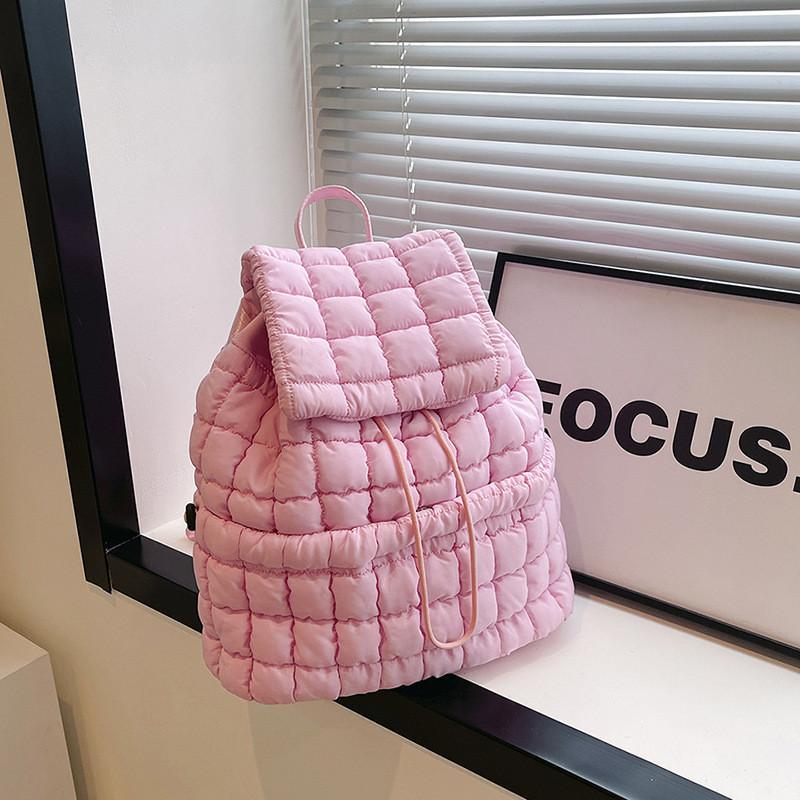 Urban Minimalist Womens Puffy Backpack With Polyester Material And Large Capacity For Daily Use