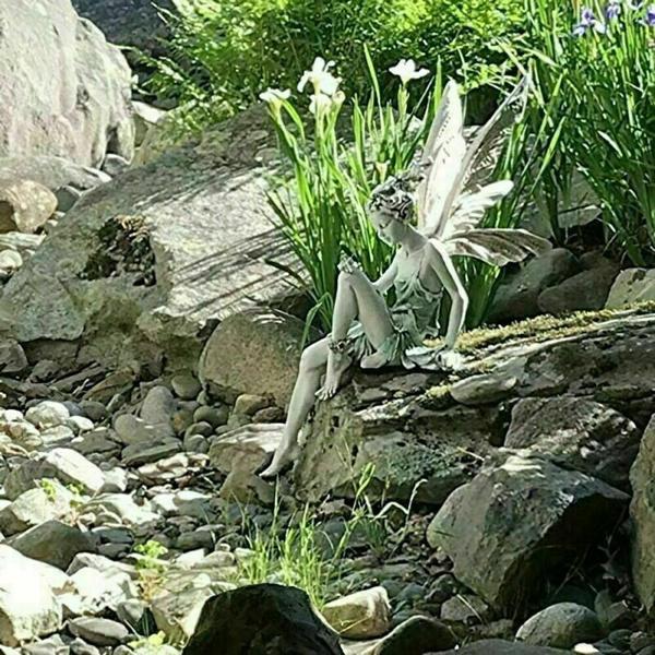 New Fairy Statue Garden Miniatures Outdoor Ornament Sitting Fairy Sculpture Yard Landscape Decoration