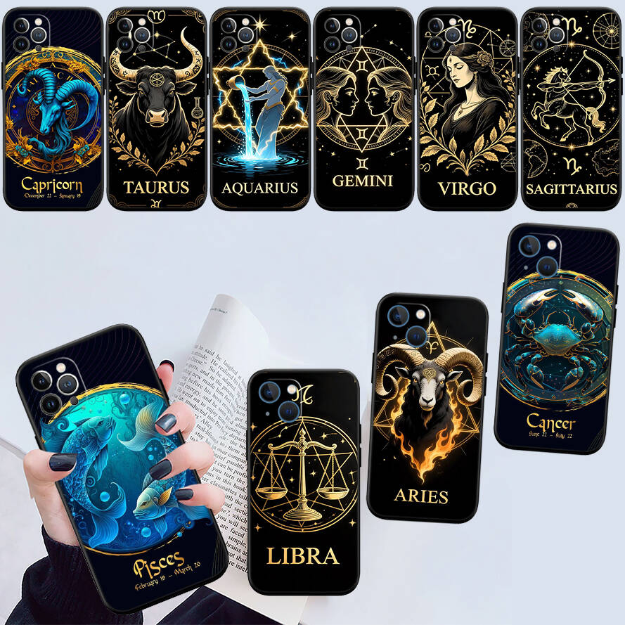 12 Constellation Card Phone Case for Redmi Note 12 12S 12C 13 13C 13R 14 14S 14R 14C 11A 13X A3 A3X A4 A5 Pro Max Plus