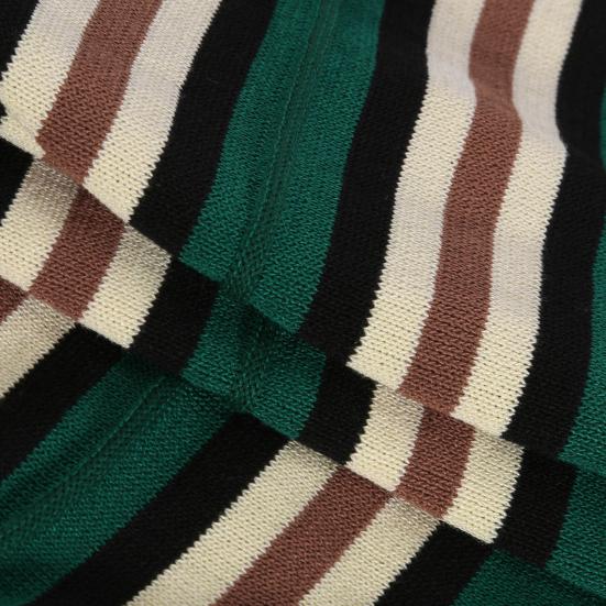 Men Shirt Contrast Color Single-breasted Short Sleeve Stripe Print Knitted Summer Tops Male Clothes