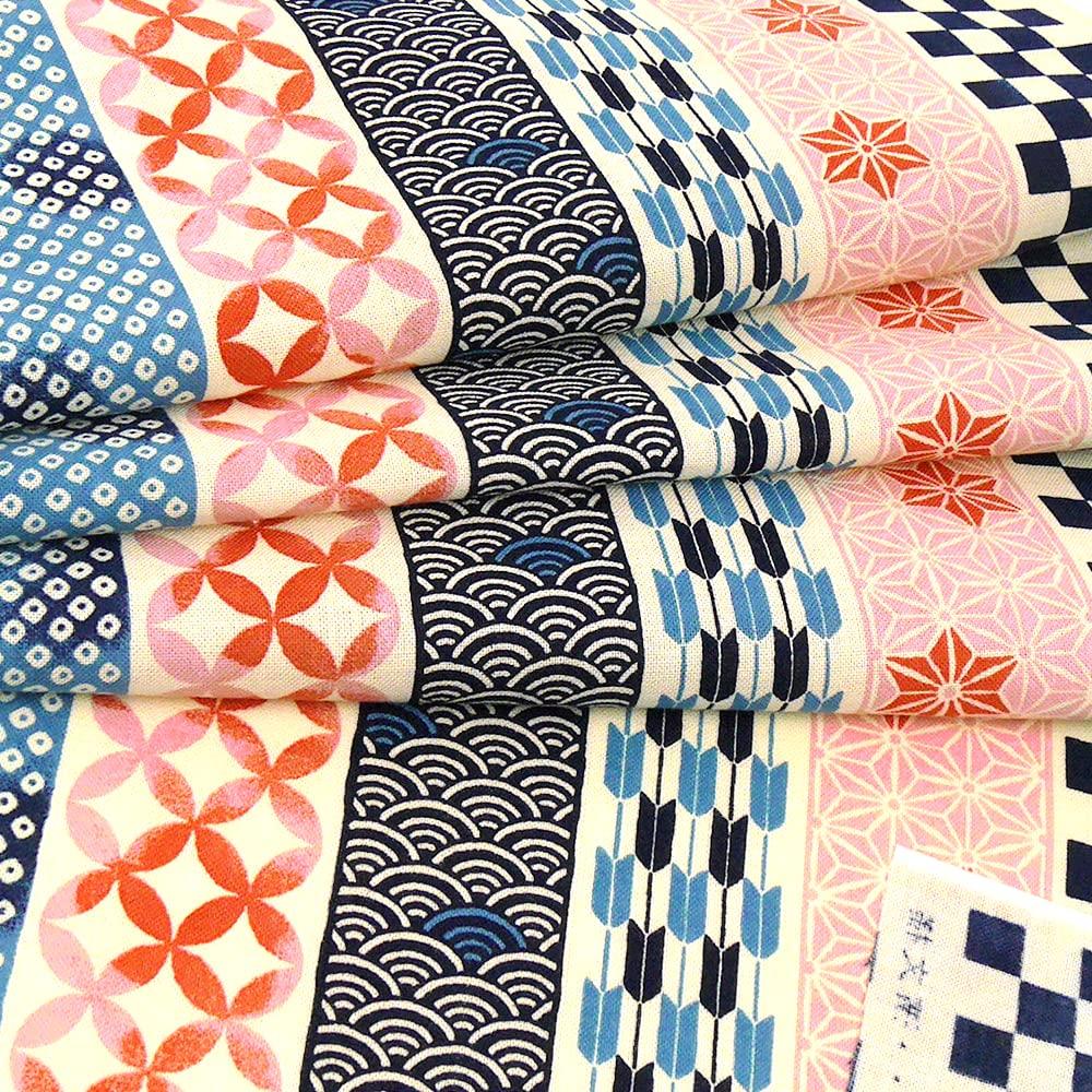Hamamonyo Tenugui Hand with Auspicious Striped (Japanese Towel) Patterns.