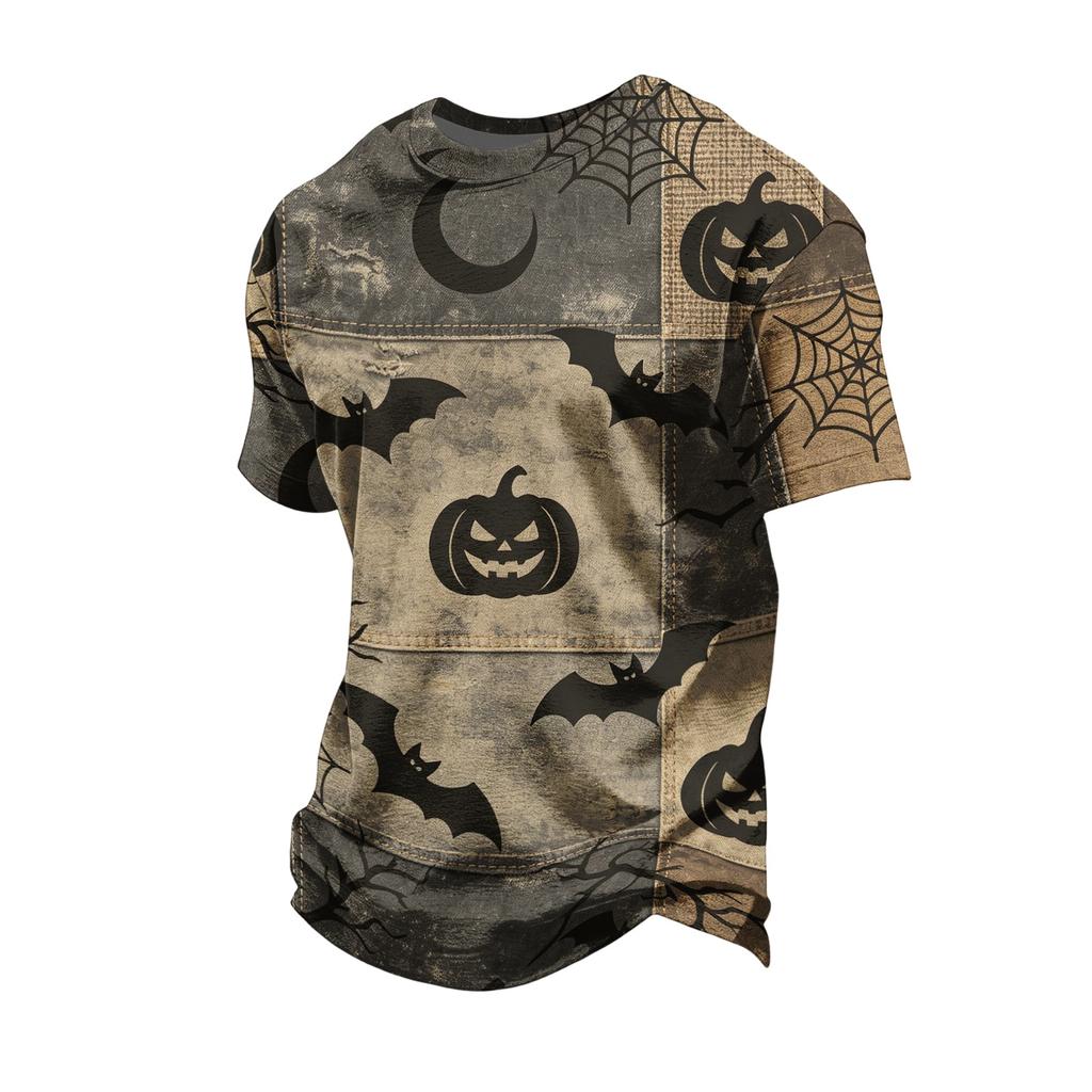Men's Halloween Vintage Graphic T Shirt Loose Fit Breathable Short Sleeve Casual Streetwear Summer Top Comfortable Daily Wear