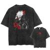 Anime Dandadan Okarun Ken Takakura Print Washed Tshirt Men Manga Vintage T-shirts Oversized Cotton T Shirt Harajuku Male Tops