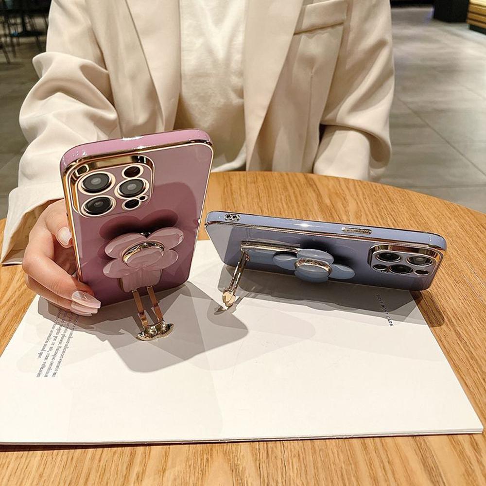 Mirror Surface Capa Plating Phone Holder Case for Samsung Galaxy A53 A73 A33 A52 A52s A72 A32 4G 5G A51 A71 A12 A31 A21S A50 Silicone Cover