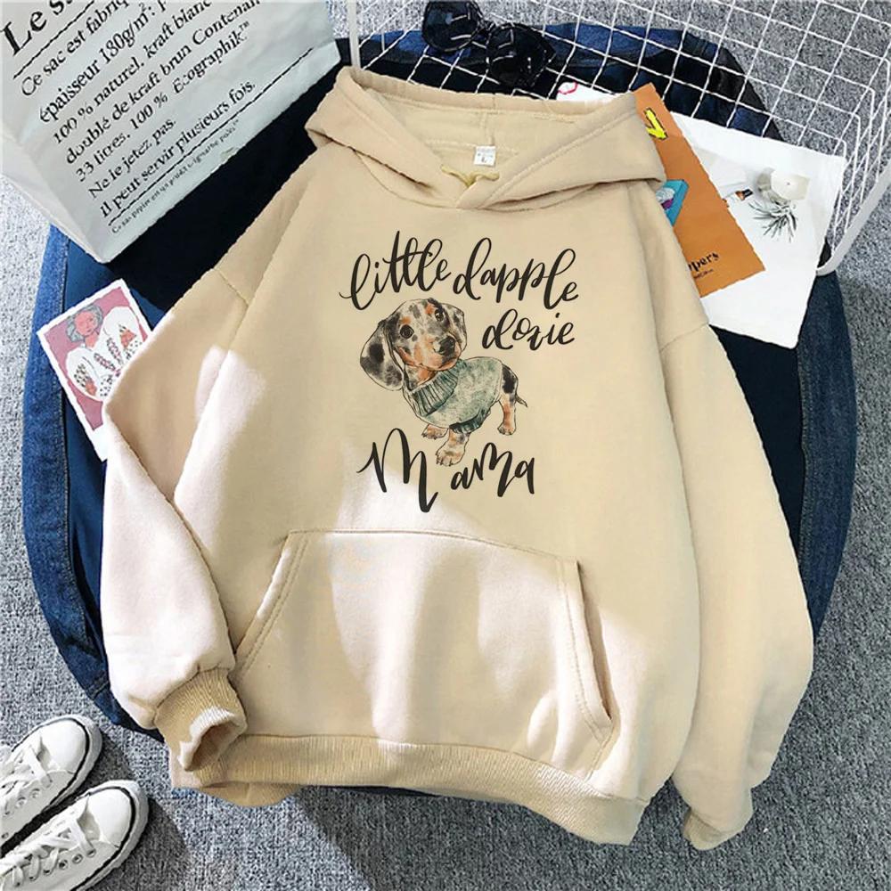 Funny Women Anime Hoodies Dachshund Korean Style 2023 Hooded Shirt Clothing Women Gothic Sweatshirts