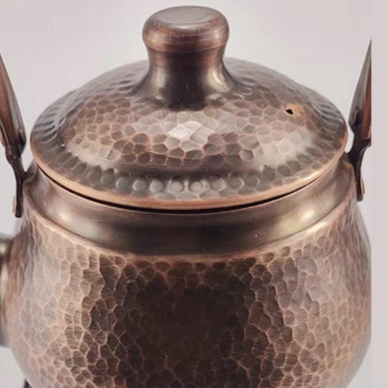 Vintage Puur Koper Koffiepot, Hamertextuur Weefsel Draagbaar 1200 ml Verdikking Hittebestendig Filterketel, Handgemaakte Theepot