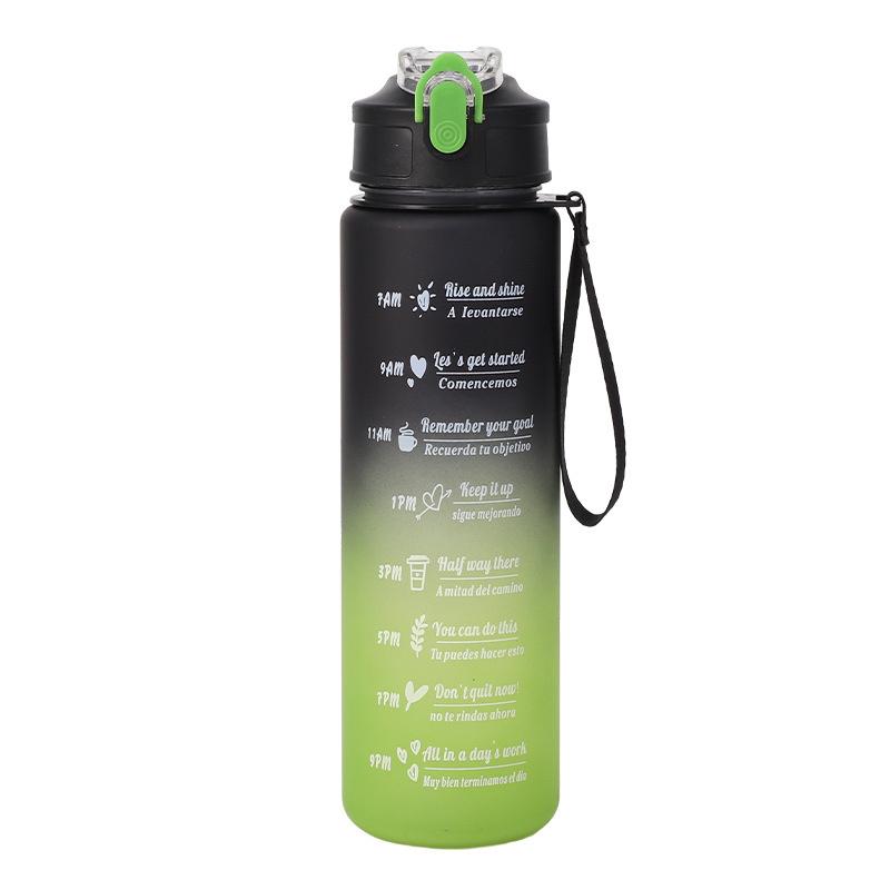 800Ml Sports Bottle With Time Scale Bpa Free Outdoor Gradient Color Sports Water Bottle Portable Large Capacity Gym Straw Mug