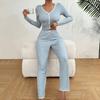 2 Stück/Set Frühling Damen Oberteil Hosenanzug Langarm V-Ausschnitt Spitze Raffung Besatz Cropped Top Elastische Taille Hose
