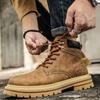 Men's Winter Work Boots Waterproof Outdoor High-top Hiking Shoes Men Casual Chunky Sole Fashion Leather Boots Zapatos De Hombre
