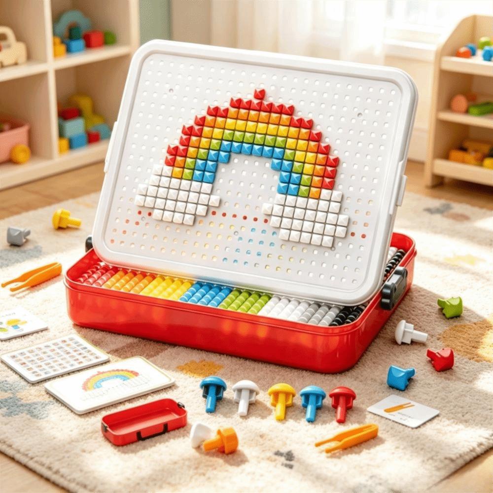 DIY Set Mushroom Peg Puzzle Toy 3D Mushroom Nail Puzzle Toy 3D Puzzle Toy Boys Girls