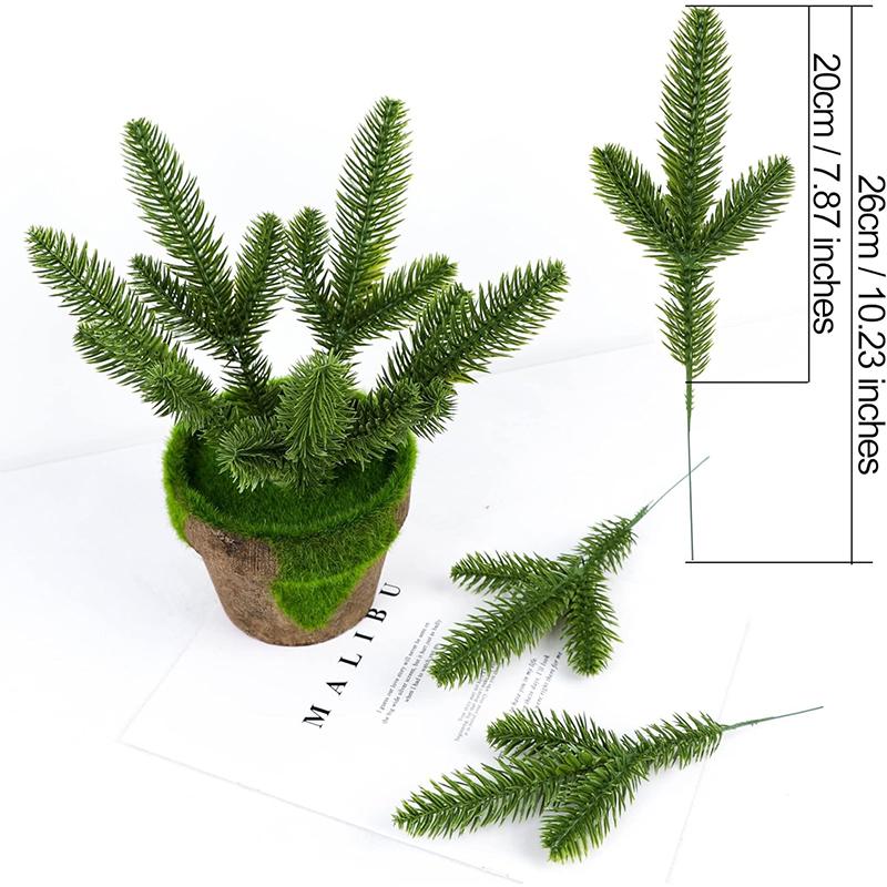5/10Pcs Christmas Artificial Branches Fake Plants Pine Needles Wreath Vine Rattan for Xmas Tree Gift Box Wedding Flowers Decor