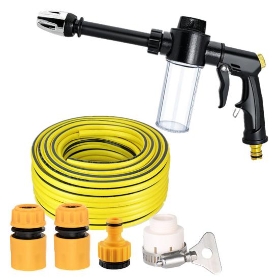 Garden Hose Nozzle with Foam Cannon, 3 Spray Modes, High-Pressure Hose Nozzle, Heavy Duty Booster Nozzle for Car Washing Outdoor Cleaning