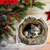 2D Flat Tree Hole Wolf Acrylic Pendant - High Definition Painting of Christmas and Thanksgiving Decoration Car Mirror Backpack Keychain Pendant,