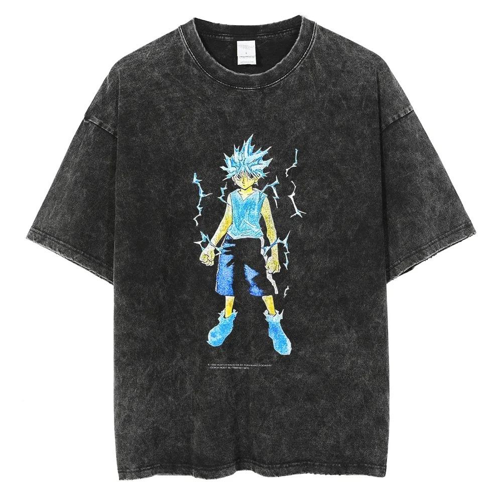 Hunter x Hunter Gon Freecss Charakter Collage Vintage Washed Oversized T-Shirt | Unisex Anime Streetwear Tee