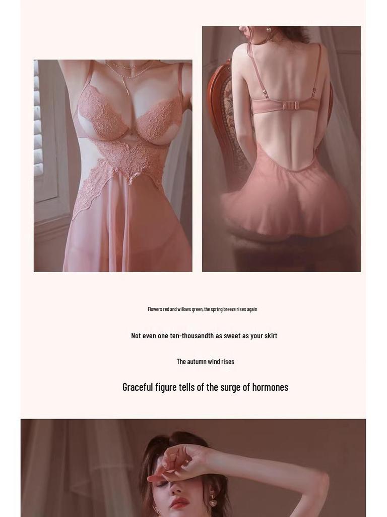 Nuisette sensuelle en dentelle résille avec devant froncé et rembourrage amovible