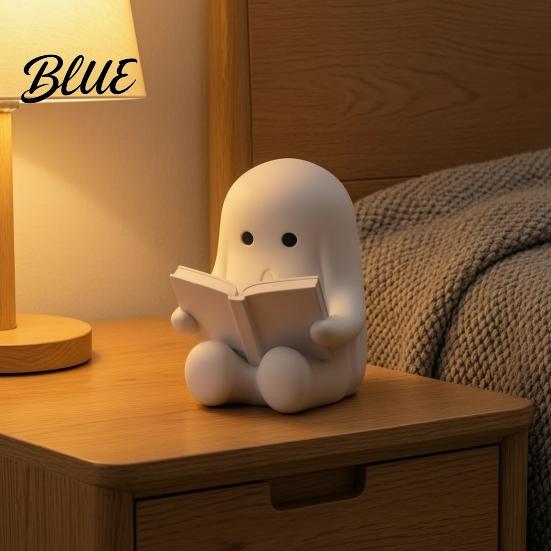 Halloween Bureau Decoratie Geest Leest Boek Beeldje 3D Geprint Schattig Mini Zittend Lichtgevend Beeldje Standbeeld voor Boekenkast Bureau Binnen Huis