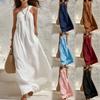 2026 Amazon Independent Station Popular Women's Clothing Casual Personality Slanted Shoulder Pleated Design Loose Solid Color Dress
