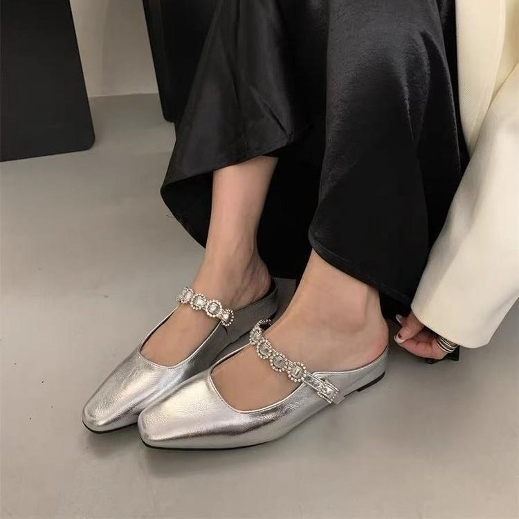 In summer, increase the height of the new half slippers 2025 Muller shoes French lazy shoes bag head single shoes slippers women's summer wear