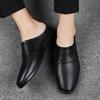 Fashion Casual Shoes Breathable Male Flats Genuine Leather Mules Shoes Men Half Shoes Man Luxury Brand Slippers Male Classic Loafers