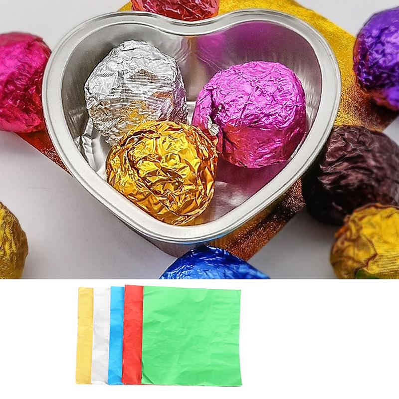 100 Ark 20*20Cm Aluminium Folie Indpakningspapir Bryllups Chokolade Papir