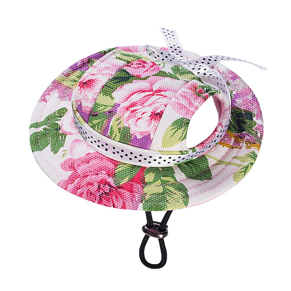 Summer Pet Small And Medium-sized Dogs And Cats Sunscreen Hat Round Hat Outdoor Breathable Mesh Sun Hat With Ear Holes