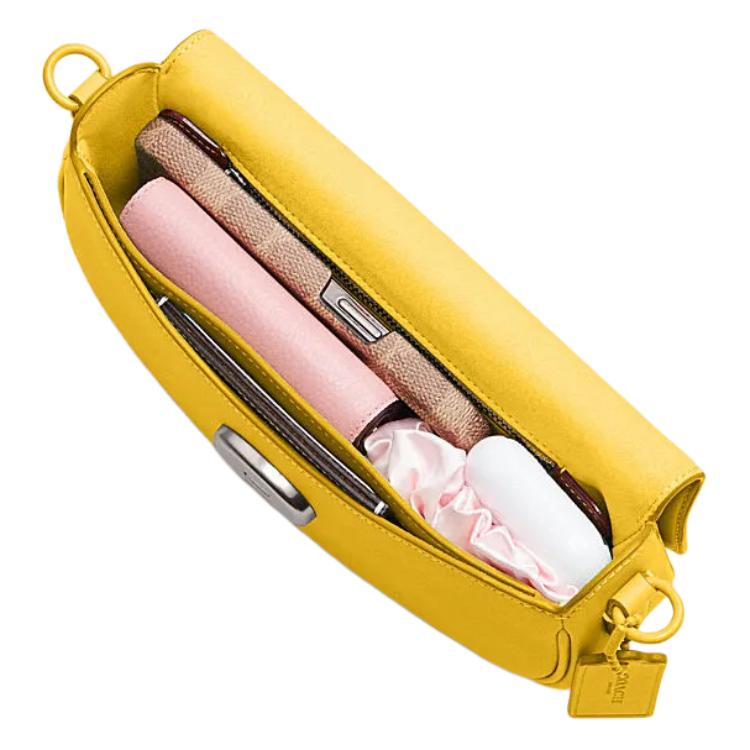 Coach Emmy 23 Logo Lock Closure Leather Saddle Bag Women Handbags Canary-Yellow CR666-LHCY3