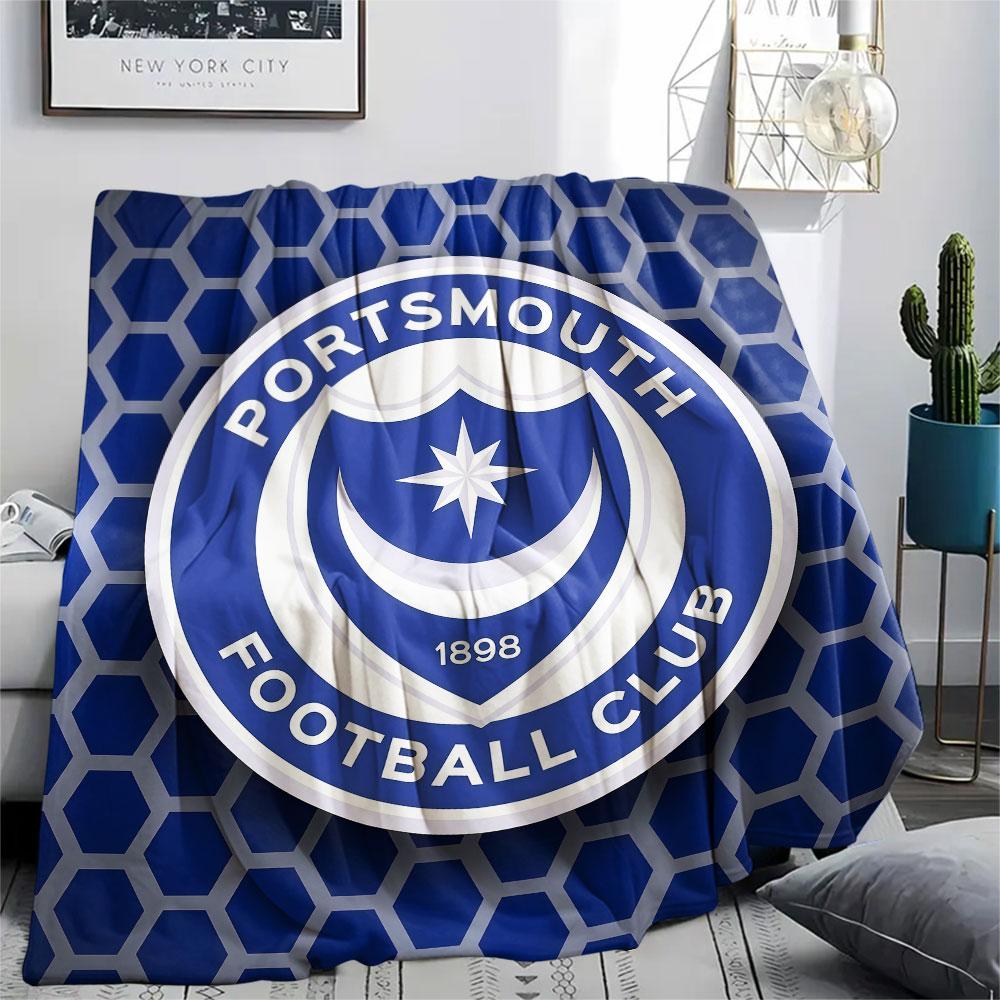 1PC Portsmouth Football Club Patterned Flannel Blanket Suitable For All Seasons for Home Decor Warmth and Comfort Gifts Holiday Present