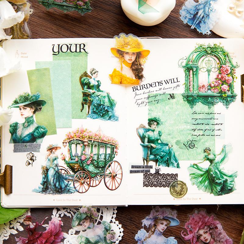 30Pcs Retro Elegant Princess Lady Stickers European Court Crinoline Journal Scrapbook DIY Decor Supplies