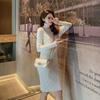 Autumn Winter Turtleneck Knitted Dress Women Solid Full Sleeve Medium Long Bottoming