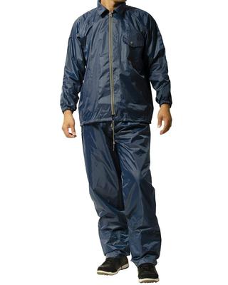 Men's Rain Suit (Water Resistance: 10,000mmH2O), Adjustable Hem, Adjustable Hood, Waterproof Tape, Mesh Lining, EL Navy, AS5100