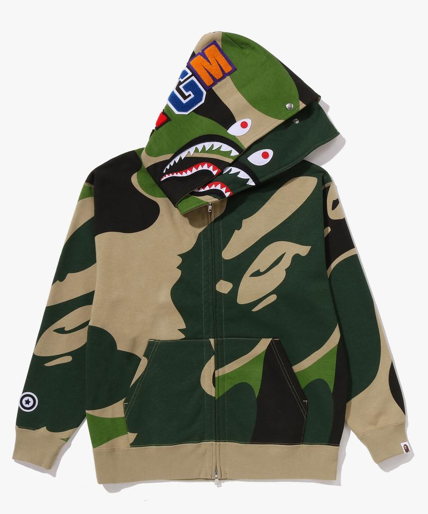 Mega Abc Camo Double Shark Relaxed Fit Full Zip Hoodie (M) Green
