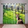 Tenda Oscurante per Finestra con Motivo di Cervo Animale Foresta Albero Verde per Camera da Letto Soggiorno Bagno Cucina Porta Corridoio Alta Ombreggiatura Calda