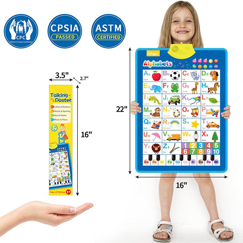 Ungiftige Elektronische Englische Alphabet Wandkarte Sprechende ABC Buchstaben 123er Musik Poster Pädagogisches Lernspielzeug Für Kleinkinder Kinder Geschenke