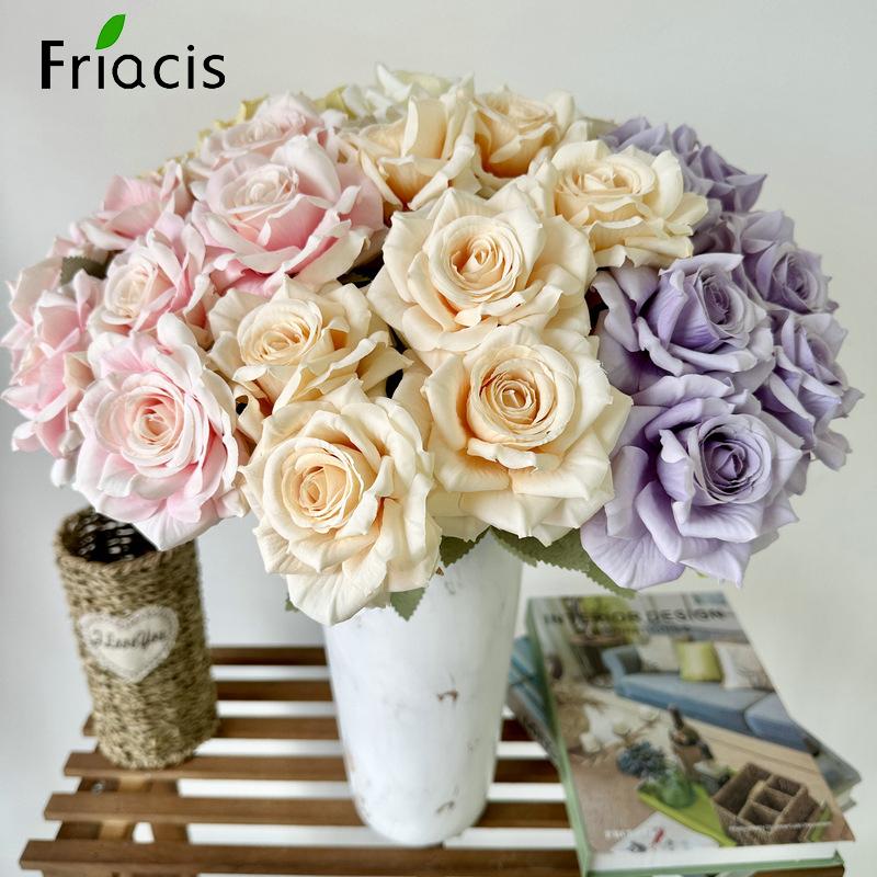 7 Heads Rose Silk Artificial Flower Bride Bouquet Wedding Floral Arrangement Materials Home Table Vase Decor Party Props Gifts
