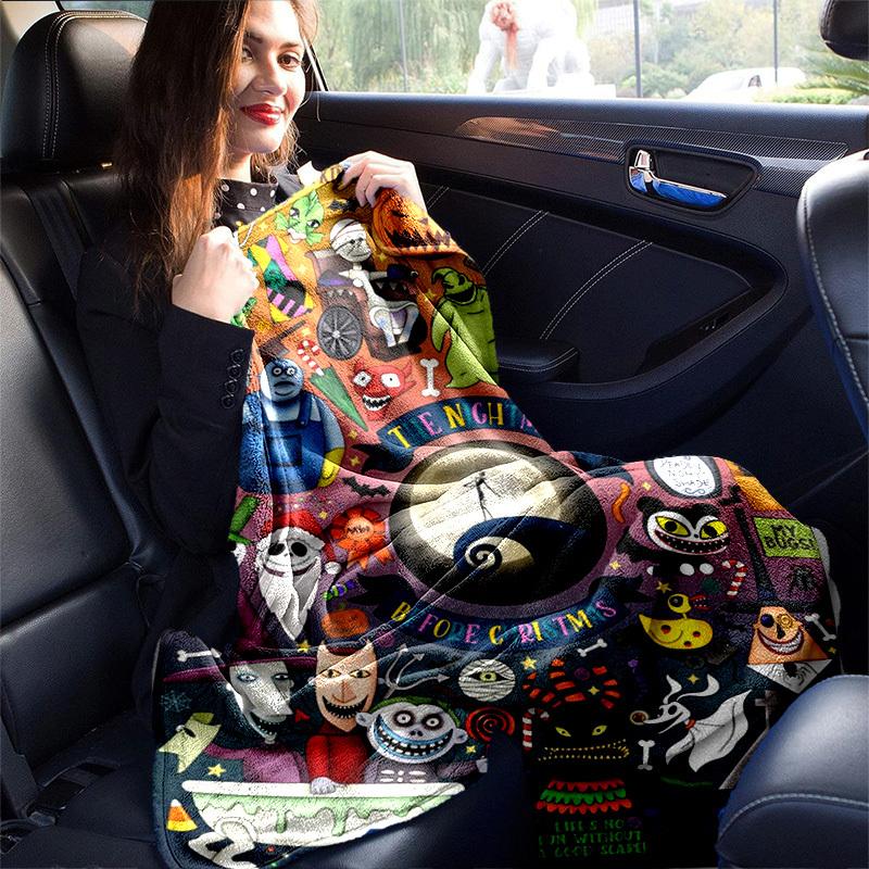 1pc. Halloween Themed Nightmare Before Christmas Cartoon Blanket, Seasonal Home Decor, Cozy Throw for All Seasons, Unique Gift Idea for Fans